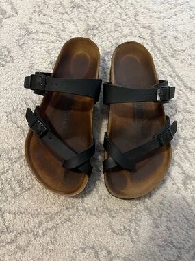 Birkenstock Black Two-Strap Toe Loop Sandals